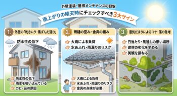 4日ぶりの晴天！大雨直後に確認すべき外壁・屋根の劣化サイン3選